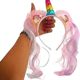 smartbuyer Unicorn Hair Band Wigs Children's Hair Accessories Girl Unicorn Birthday Return Gifts Favor assorted colour (Pack of 1)-picture-42