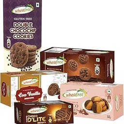 Wheafree Gluten Free Cookies Combo - Double Chocochip + Choco D'lite + Chocochip + Choco + Coco Vanilla (Pack of 5) | 900g | Best tea time snacks | 100% Natural and Gluten Free Veg Ingredients-image-17