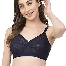 floret Women's Non-Padded & Non-Wired Solid Full Coverage Cross-Elastic Lace Bra-picture-27