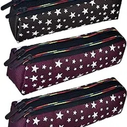 Pencil Pouch | Rexine Stationary Pouch | Pencil Utility Pouch | School Pencil Case for Kids | Pen-Pencil Box for Kids | 2 Zipper Pencil Organizer | Star Pencil Pouch | Pack of 3 | Multi-image-76