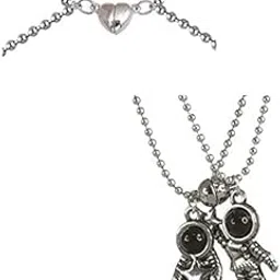 ajs I Love You 2 Pcs Magnetic Valentines Day Mutual Attraction Broken Heart Shape Romantic Love Couples Promise 2 In 1 Duo Round Ball Spaceman Astronaut Pendant Locket With Chain-picture-11
