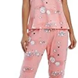 smowkly Printed Round Neck Short Sleeve Night Suit Set for Women – Soft Pajama Set | Comfortable Cotton Blend Night Dress & Sleepwear | Pyjama Set | Cord Set for Women's-picture-35