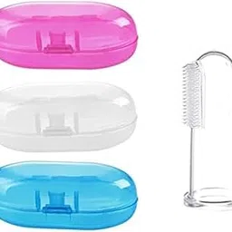 Kids Silicone Clean Teeth Soft Reusable Finger Toothbrush and Gum Massager Brush (Multicolour) (Pack of 3)-picture-43