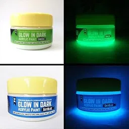 Glow in dark Night glow paint Radium Paint (Combo pack of 2, Skyblue and Green) 50 grams each-picture-10