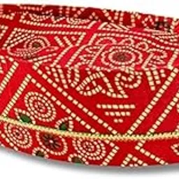 firstdemand Traditional Topi for Gujarati, Maharashtrian Wedding Marriage Pooja Sakharpuda Engagement Function Red Bandhani Stiff Topi (in, Alpha, Free Size, Pack of 1)-picture-47