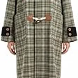 addplus XL Green Checked Wool Blend Toggle Overcoat Women’s Winter Long Coat Buttoned Pockets-picture-24