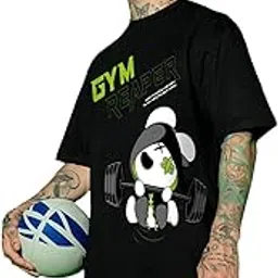 bewakoof Men's 100% Cotton 220 GSM Graphic Print Oversized Fit Round Neck T-Shirt-picture-15