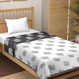 100% Pure Cotton Reversible Dohar/AC Blanket for Single Bed |All Weather Light Weight | Floral Design Dohar| Pack of 1-Anchor Tree image 1