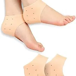 Tradehub® Moisturizing Silicone Gel Heel anti crack protector Pad cups Socks for Dry Hard Cracked feet Repair Pain Relief covers for Men and Women, Foot Care (Beige, Free Size) - 1 Pair-picture-15
