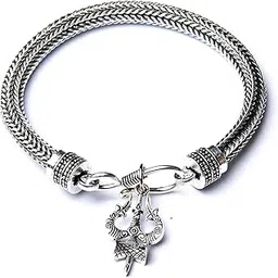 Men Bracelet- Brass Trident Charm Bracelet in Antique Silver Finish- Shiva Trishool Bracelet for Boys & Men-image-21