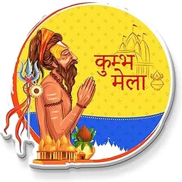 MAHAKUMBH Theme Souvenir Wooden Fridge Magnet for Refrigerator - MAHAKUMBH Printed Magnet for Office and Home Decoration | Pilgrimage Maha Kumbh Mela Memories Souvenir Gift, Design 01-image-8