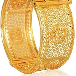 manikya Ethnic Bridal Brass Gold Plated Screw Kada Bangle for Women – 1 Pc-picture-49