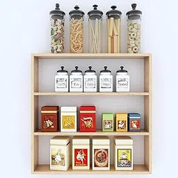 PLANTZY Multipurpose Wooden Prelam Kitchen Wall Shelf/Wooden Wall Mounted Shelves for Kitchen/Wall Shelf/Kitchen Storage Shelf/Kitchen Shelf for Home/Kitchen Wall Rack/Rack Shelf (Oak)-picture-12