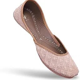 heer Women's Traditional Embroidered Rajasthani Juti | Handmade Latest Stylish Mojari Punjabi Jutti Peach Pair-picture-43