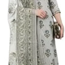 Women’s Traditional Cotton Printed Salwar Suit Set with Dupatta Ethnic Floral Kurta, Comfortable Pants Matching Shawl Elegant Indian Pakistani Festival-image-1