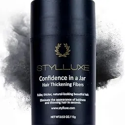 STYLLUXE Hair Thickening Fibers 15g (Black Color) | Undetectable & Natural Keratin Hair Building Fiber Concealer for Hair for Men and Women | Non-Itchy, Easy to Wash Out | Naturally Thicker-picture-25