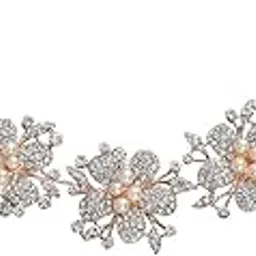 Yellow Chimes Bridal Hair Vine for Women and Girls Bridal Hair Accessories for Wedding White Headband Hair Accessories Wedding Jewellery for Women Crystals Bridal Wedding Headband Hair Vine for Girls-picture-13