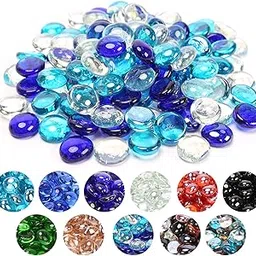 Grisun Fire Glass for Fire Pit, 1/2 Inch Round Glass Rocks for Natural or Propane Fireplace, Fire Pit Round Glass Safe for Outdoors and Indoors Firepit Glass, 10 Pounds image 1