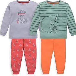 luvlap Baby Boys 100% Cotton Full Sleeve Boys T-Shirt & Pyjama Sets, Pack Of 02-picture-34
