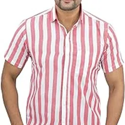 quaclo Mens Half Sleeve Stripe Shirt-picture-52
