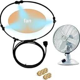 Negaor Outdoor Misting Fan Kit for Water Misting Cooling System Misters Mister Fan Line and 5 Brass Mist Nozzles for Cooling Outdoor Patios (24 Inch + 9.84ft)-picture-36