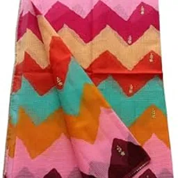 Womens Saree Kota Doria Silk Cotton Sambalpuri Handloom Bandhani Lehariya Printed Gotta Border Festival Use-picture-12