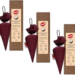 RunBugz Activated Carbon Air Purifier Cone to remove Odor and Moisture from Car, Bathroom and Kitchen -75 Grams Coconut Activated Charcoal (Classic Maroon) Pack of 3-image-5