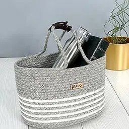 Pano Polypropylene Rectangle Tiffin Basket Carry Bag, Storage Basket, Picnic Basket, Lunch Bag, Tiffin Basket, Handbag For Lunch Box And Water Bottle, (13 X 9 X 9 Inches)- Lite Grey-picture-28