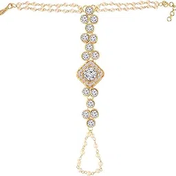 i jewels Traditional Gold Plated Pearl Hath Punja Bracelet with Ring for Women (PIJ015W)-picture-35