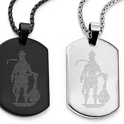 Oscar Enterprises Pack of 2 Hanuman Chalisa and Gada Micro-carved Tag Stainless Steel Necklace for Men | Locket and Pendant Necklace for Men and Guys | Hanuman Necklace with Chain in Black/Silver-picture-24