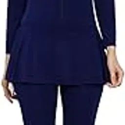 megaska Women Color Block Full Coverage One Piece Swimsuit with Removable Chest Pads Front Zipper Frock Style Design Swimming Costume-picture-10