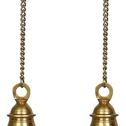 Kartique Brass Hanging Bell, Traditional Temple Bell with Chain, 20 Inch Length, Golden Color, Spiritual and Harmonic Decor for Home and Worship-picture-32