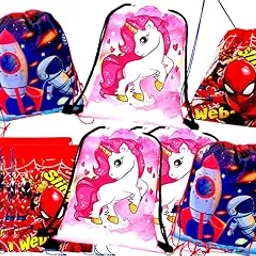SV Traders Birthday Party Return Gifts Pack Of 6 Pcs Non-Mix Print Drawstring Backpack Bag Haversack Bags for Kids/Party Favour Gift Set for Girls/Boys Storage Bag for Girls/Boys-image-6