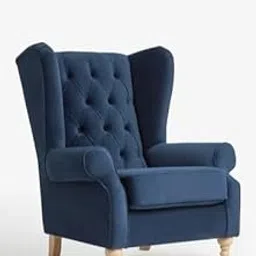 WOODSTER Prado Tufted Wing Chair for Living Room Bedroom - High Back Cushioned Lounge Single Seater Sofa - Luxury Rest Arm Chair Fabric (Blue)-picture-17