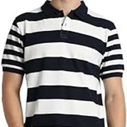 dennis lingo Men's Cotton Y/D Stripes Polo Neck Regular Fit T-Shirts-picture-17