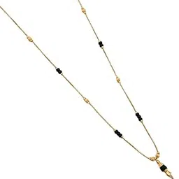 Gold-Plated Chain Necklace with Black Beads, Traditional Design-picture-38