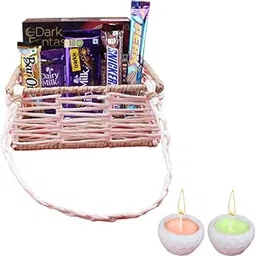 SFU E Com Loaded Nutty Caramel With Desginer Basket Chocolate Hamper| Diwali Chocolate Gift | Premium Diwali Concreate Diya with Chocolate Hamper | Chocolate Gift Hamper | 1651-picture-34