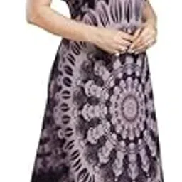 Women’s Satin Night Dress | Floral Printed Satin Fabric Long Nighty | Soft Sleepwear for Women (Round Design Nighty)-image-13