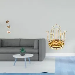 MERISHOPP Nordic Abstract Metal Leaf Sculpture with Rotating Cup Drying Rack Stand Creative Ornament for Table Party Home and Living Room Cabinet Decor-image-47