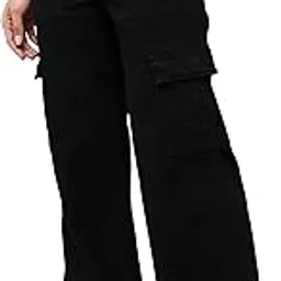 dolce crudo Women's Black Wide Leg High Rise Clean Look Regular Stretchable Denim Jeans-picture-24