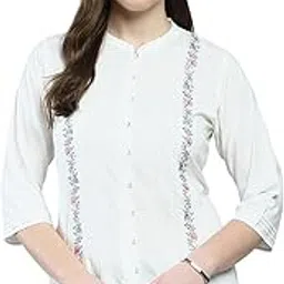 monte carlo Women's Embroided Round Neck Top | 3/4 Sleeve Casual Wear | Stylish & Comfortable | Everyday Top Wear for Women-picture-22