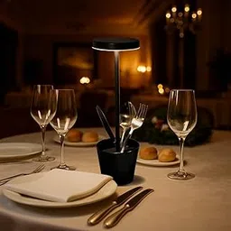 Chronos Corby Cordless LED Table Lamp - USB Rechargeable Portable Touch Control Dimmable 3 Light Color Tunable Table Lamp for Hotel, Cafe, Restaurant or Home for Bedside, Center or Dining - Black-picture-24