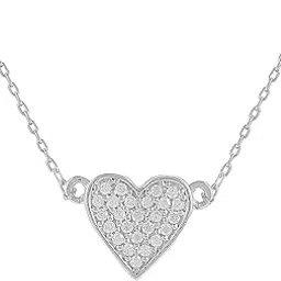 voylla 925 Sterling Silver American Diamond CZ Tiny Heart Pendant & Chain for Girls & Women-picture-39