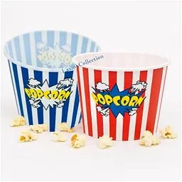Laxmi Collection 10 Pcs Retro Style Reusable And Washable Food Box Theater Style Popcorn Tubs Bowl Plastic Container Bucket Birthday Return Gifts Multi-Color (Pack Of 10)-picture-54