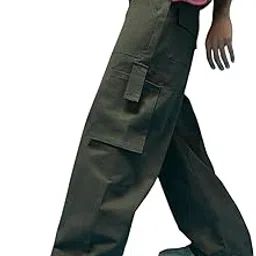 Baggy Fit with Button Closure Solid Lycra Woven Cargo Pants for Men (Colors: Beige, Black, Brown, Grey, Navy & Olive)-image-56