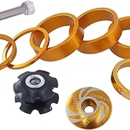 Calandis 1 1/8 Inch Bicycle Headset Spacer with Top Cap Headset Star Nut Set Golden-picture-17