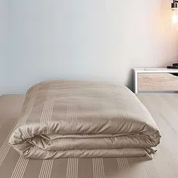 Spread Spain Cotton with Striped Design & 450 Thread Count King Size (Double) Barcode Duvet Cover (90x108 Inch) - Taupe-image-25