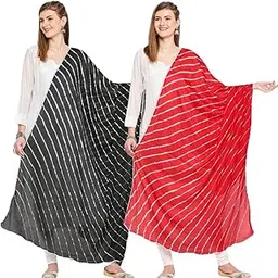 kemza Women's Chiffon Printed Leheriya Dupatta Combo For Women (Pack of 2_Free size)-picture-27