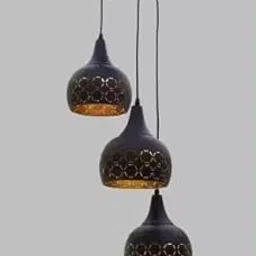 Metal Cutted 3 Light Cluster Hanging Light Ceiling Pendant Lights for Home Decoration Living Room/Hall/Balcony/Restaurant Bar Lighting (Bulb Not Included - Small - Black)-image-19