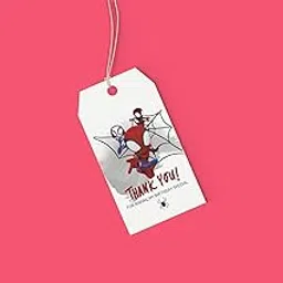 Spider Man Theme Thank You Cards/Tags (2 x 3.5 inches/250 GSM Cardstock/Multicolour/30Pcs)-picture-20